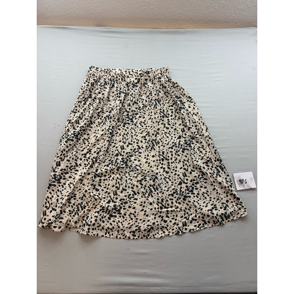 SHEIN Curve Dalmatian Animal Print Midi Skirt Cream Black Plus Size 2XL 18/20